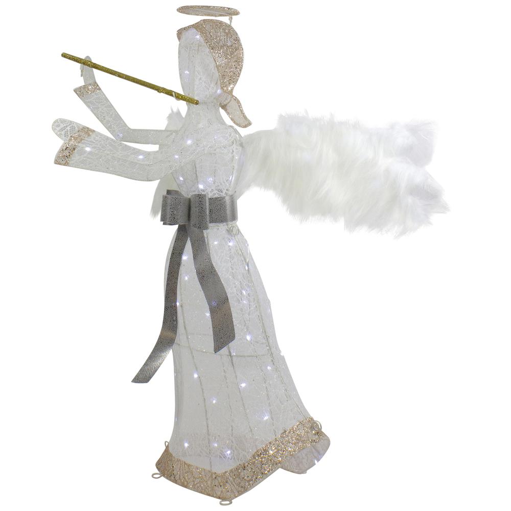 36" LED Lighted Lace Angel with Flute Outdoor Christmas Decoration. Picture 4