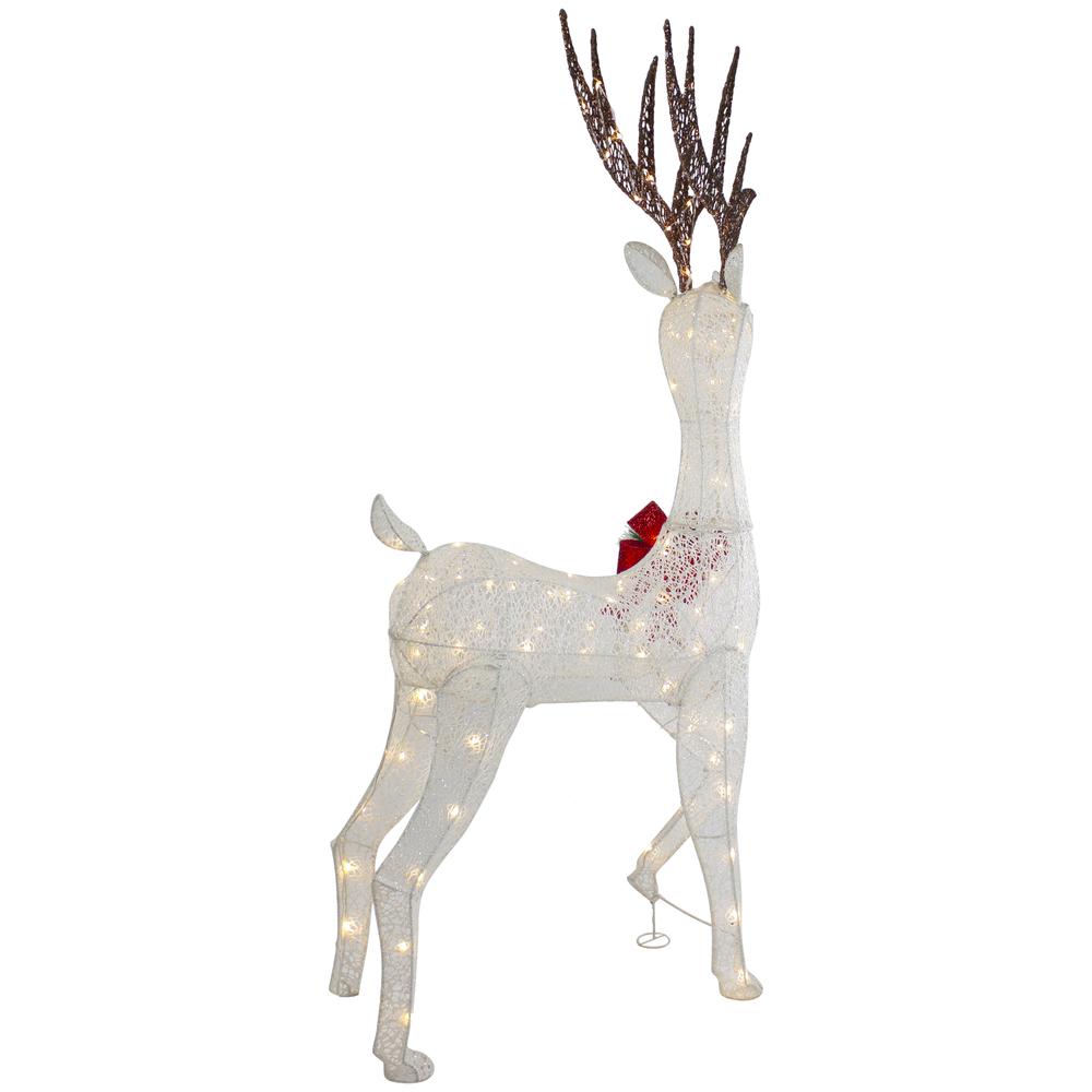60" LED Lighted Glitter Reindeer with Red Bow Outdoor Christmas Decoration. Picture 6