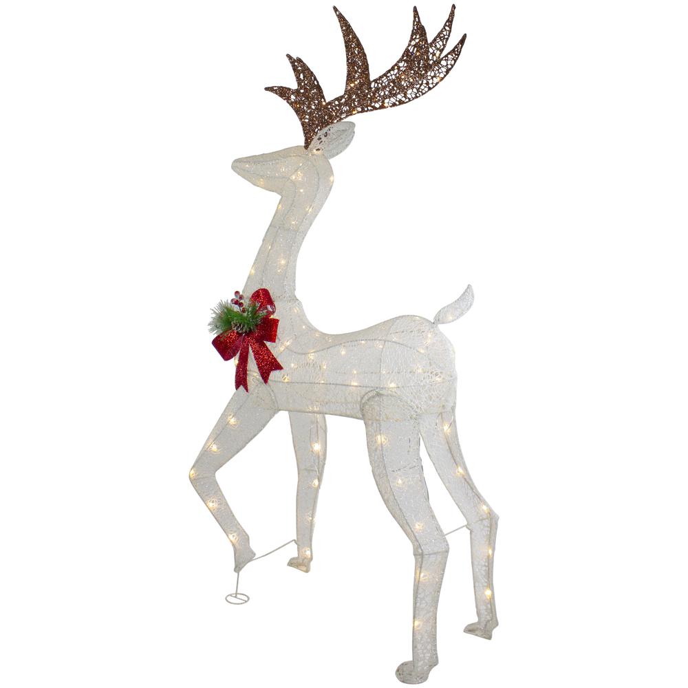 60" LED Lighted Glitter Reindeer with Red Bow Outdoor Christmas Decoration. Picture 5