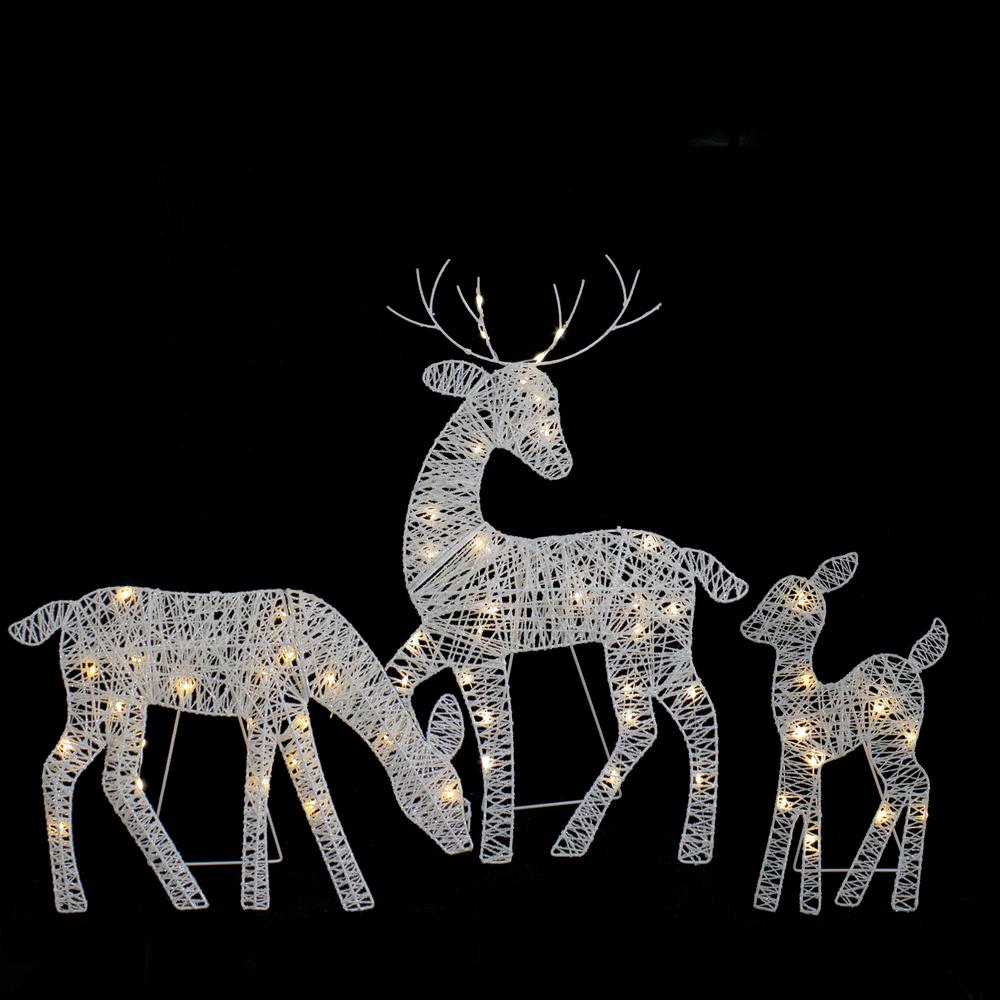 Set of 3 LED Lighted White Reindeer Family Outdoor Christmas Decorations 29". Picture 3