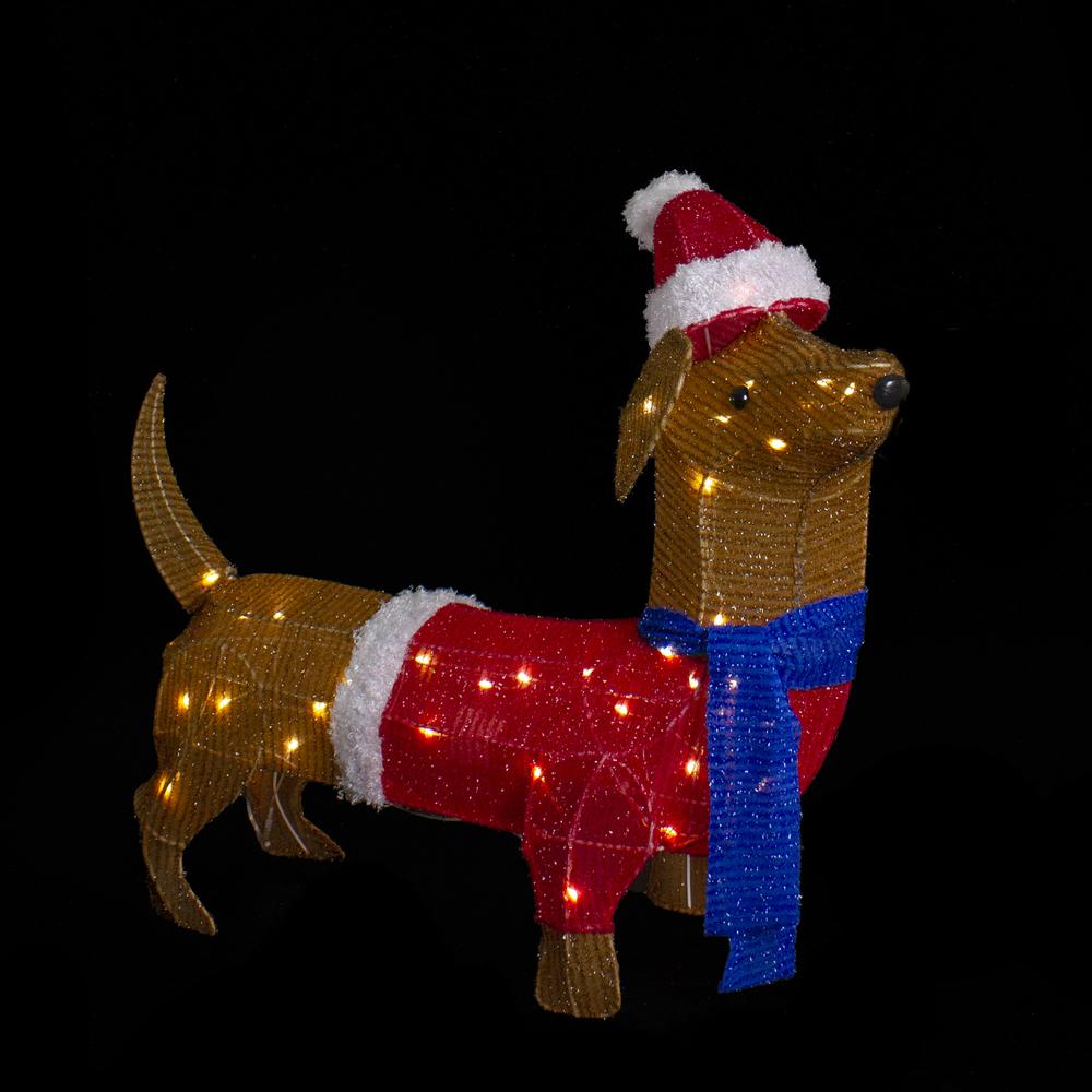 26" LED Lighted Dachshund Dog Outdoor Christmas Decoration. Picture 3