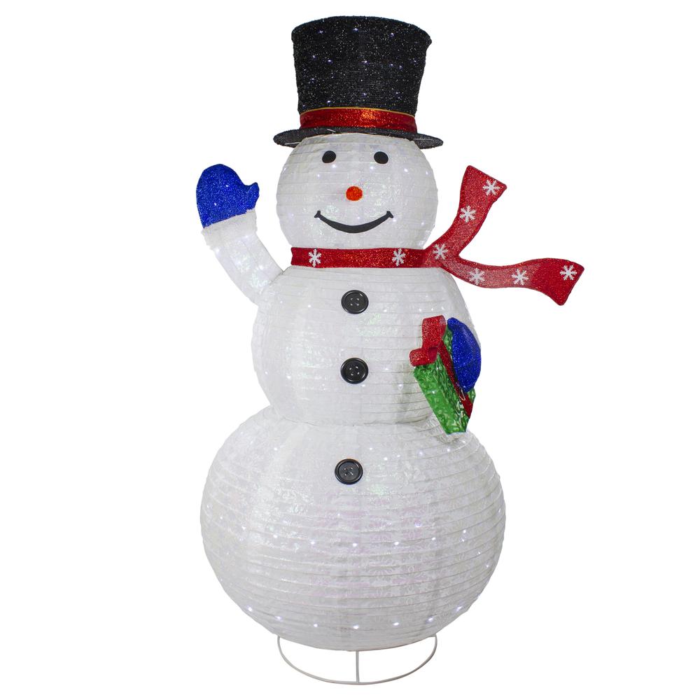 71" LED Lighted White Iridescent Twinkling Snowman Outdoor Christmas Decoration. Picture 1