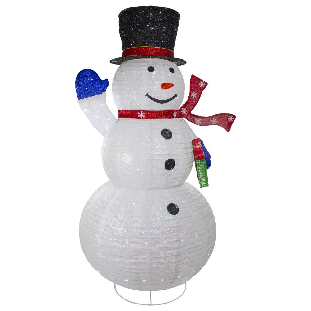 71" LED Lighted White Iridescent Twinkling Snowman Outdoor Christmas Decoration. Picture 4