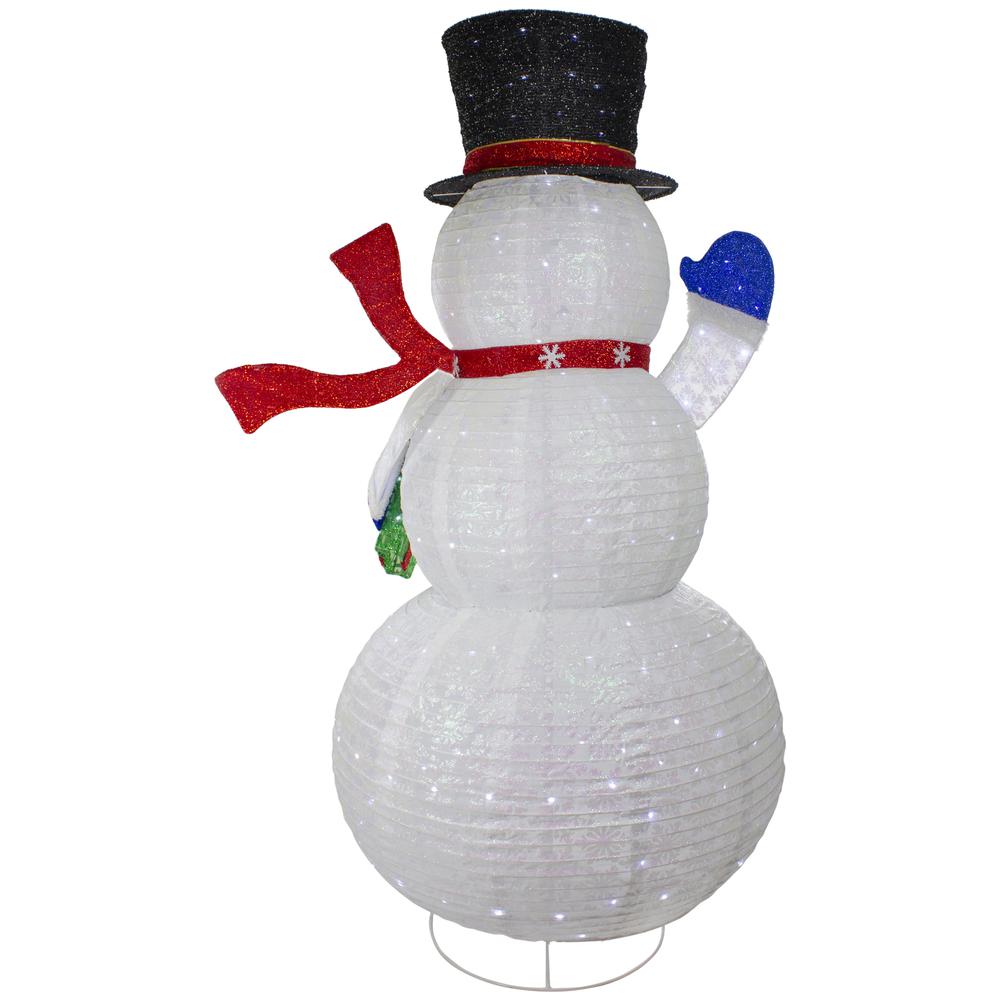 71" LED Lighted White Iridescent Twinkling Snowman Outdoor Christmas Decoration. Picture 6