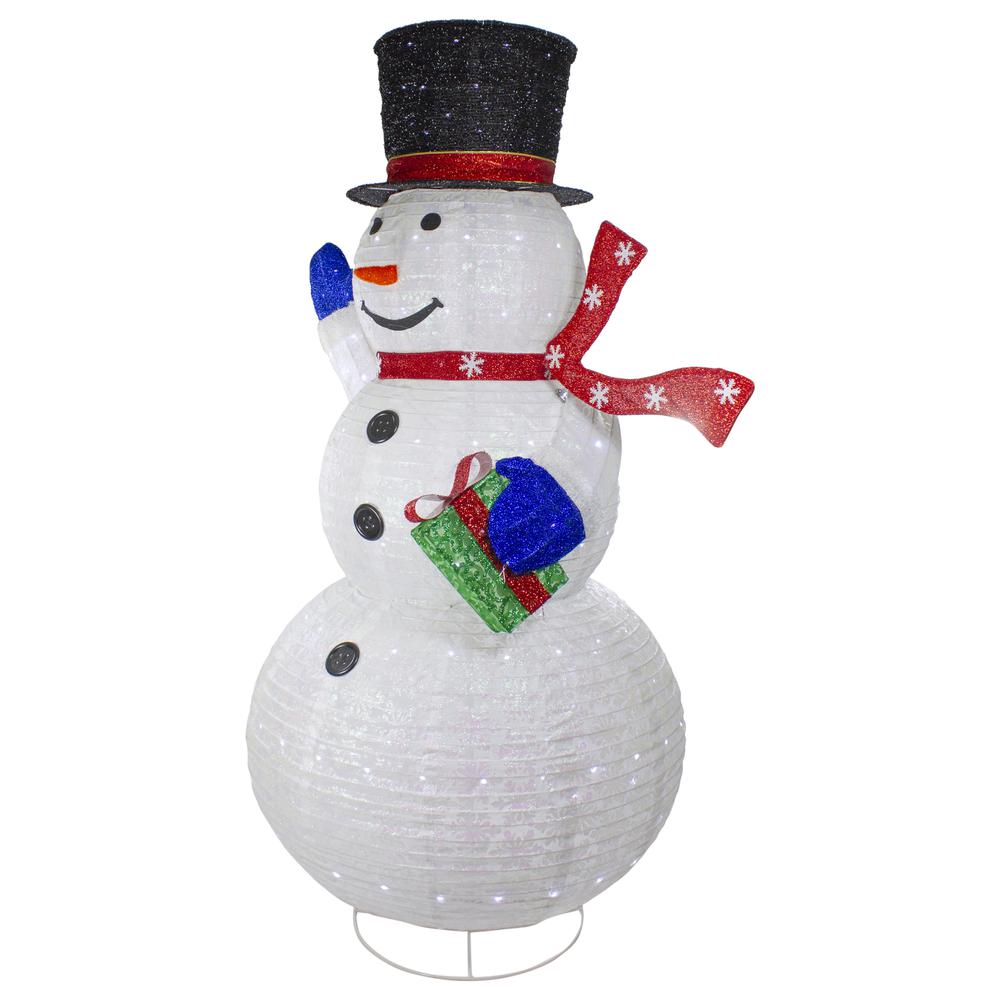 71" LED Lighted White Iridescent Twinkling Snowman Outdoor Christmas Decoration. Picture 5