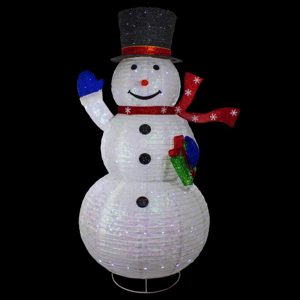 71" LED Lighted White Iridescent Twinkling Snowman Outdoor Christmas Decoration. Picture 3