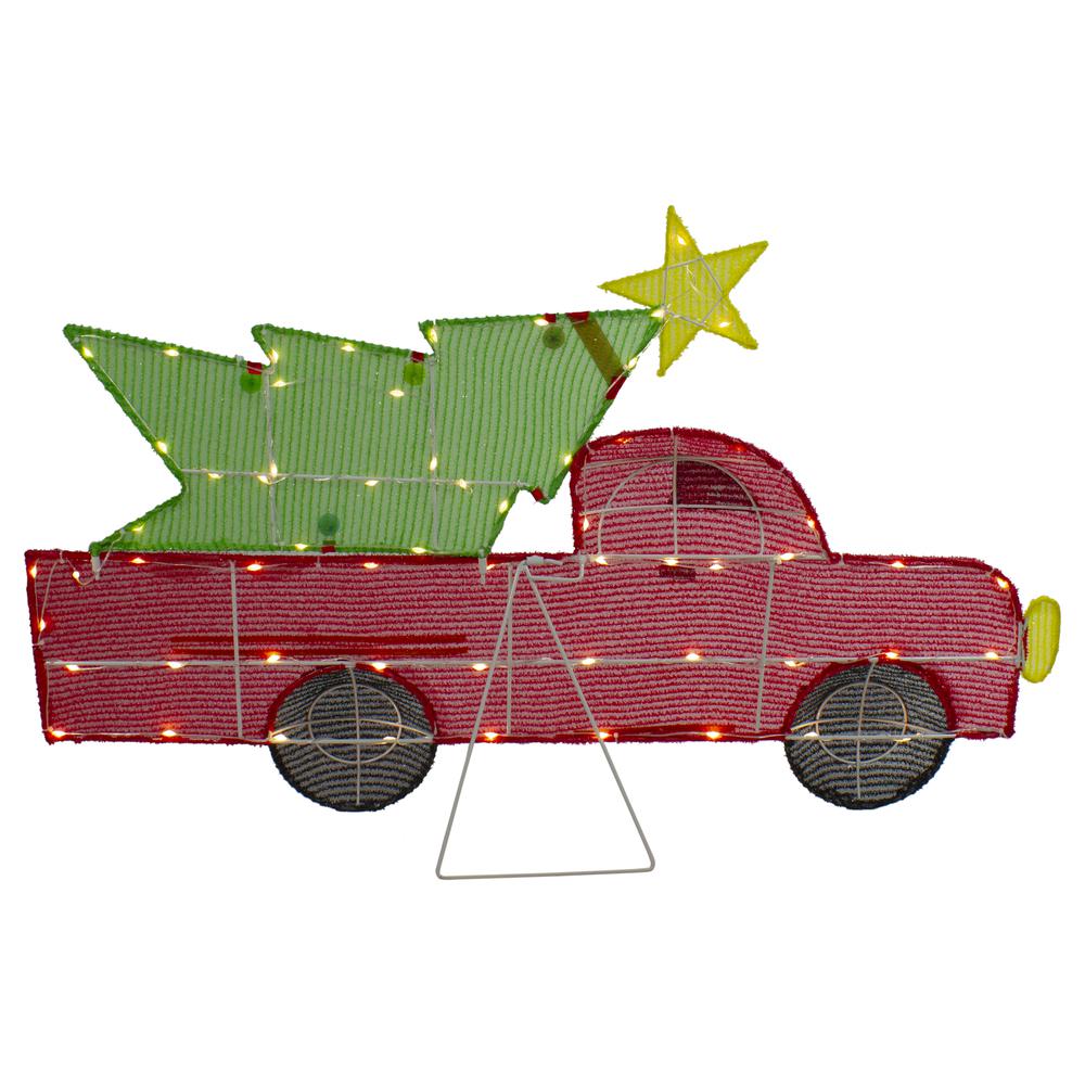 36" LED Lighted Red Truck with Christmas Tree Outdoor Decoration. Picture 6