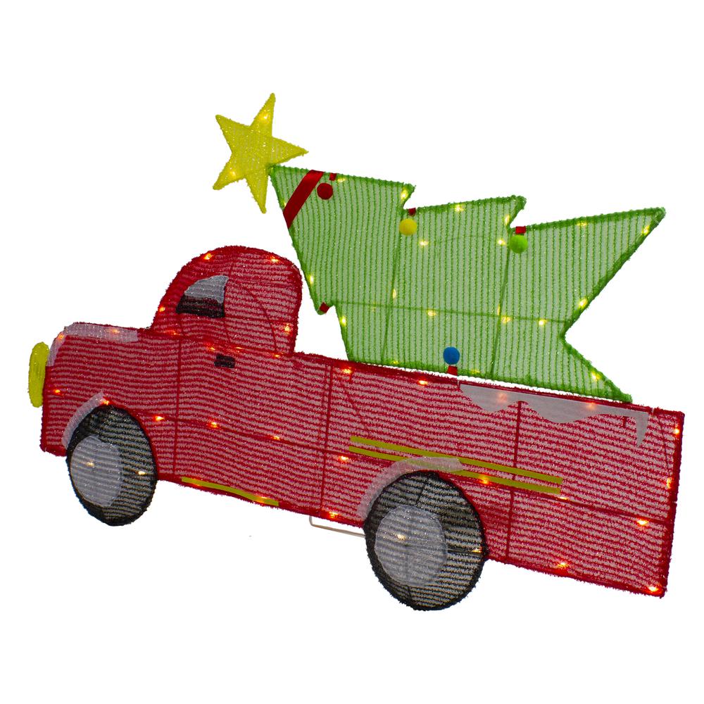 36" LED Lighted Red Truck with Christmas Tree Outdoor Decoration. Picture 5