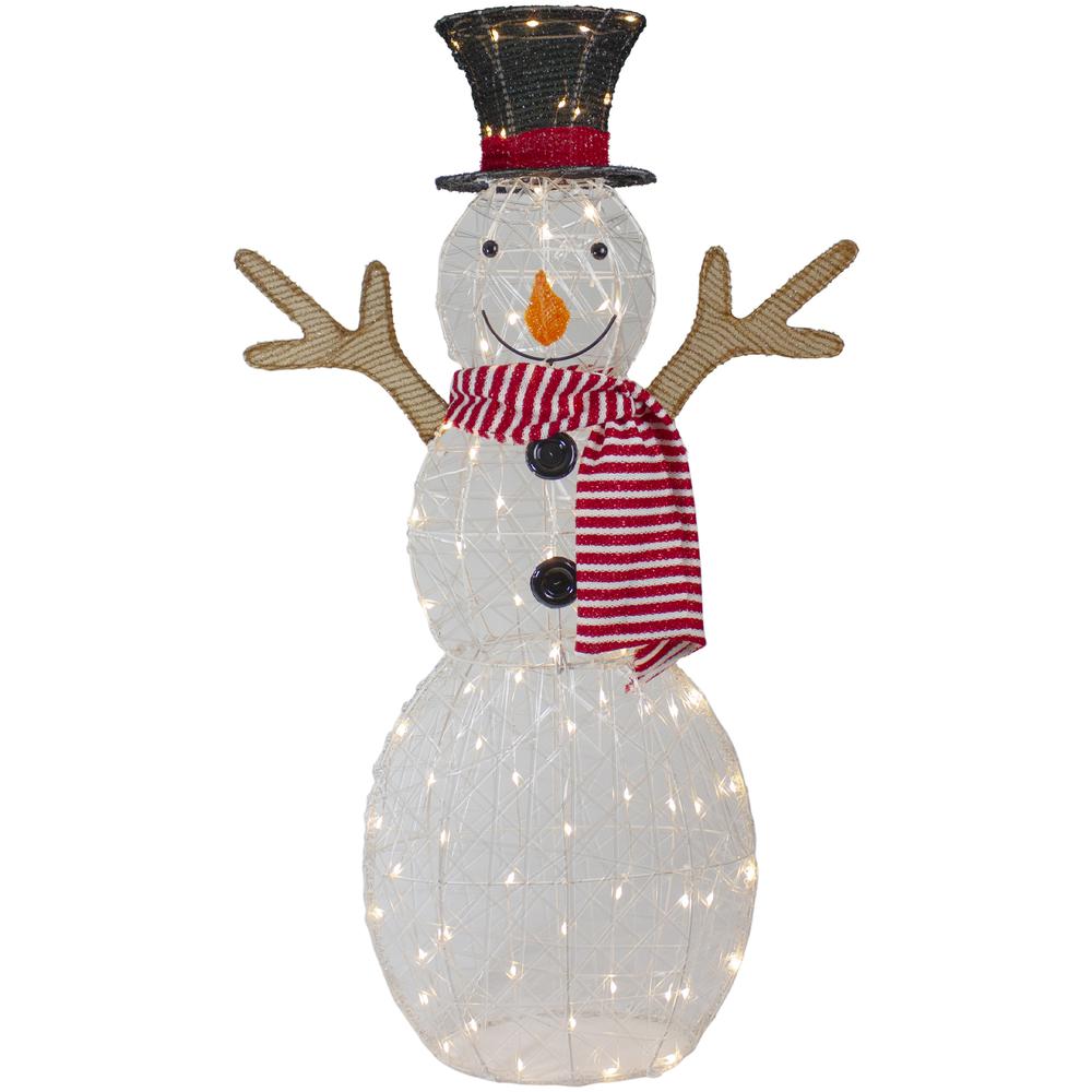 48" LED Lighted Snowman with Top Hat and Red Scarf Outdoor Christmas Decoration. Picture 1