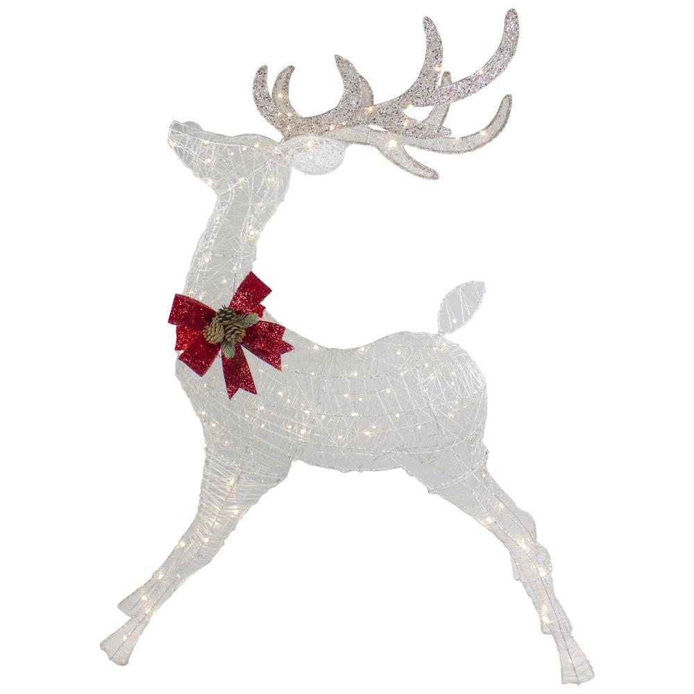 56" LED Lighted Reindeer with Glitter Bow Outdoor Christmas Decoration. Picture 1
