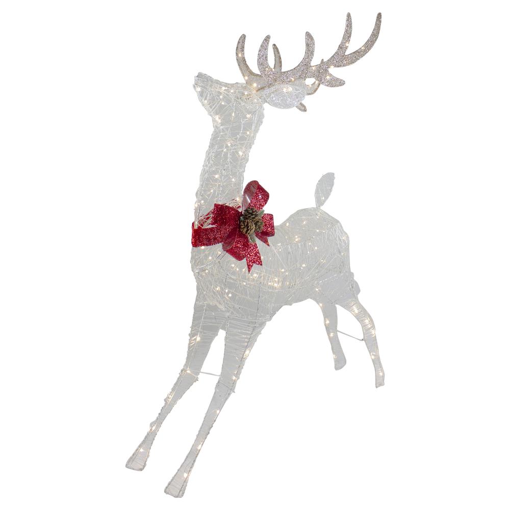 56" LED Lighted Reindeer with Glitter Bow Outdoor Christmas Decoration. Picture 4