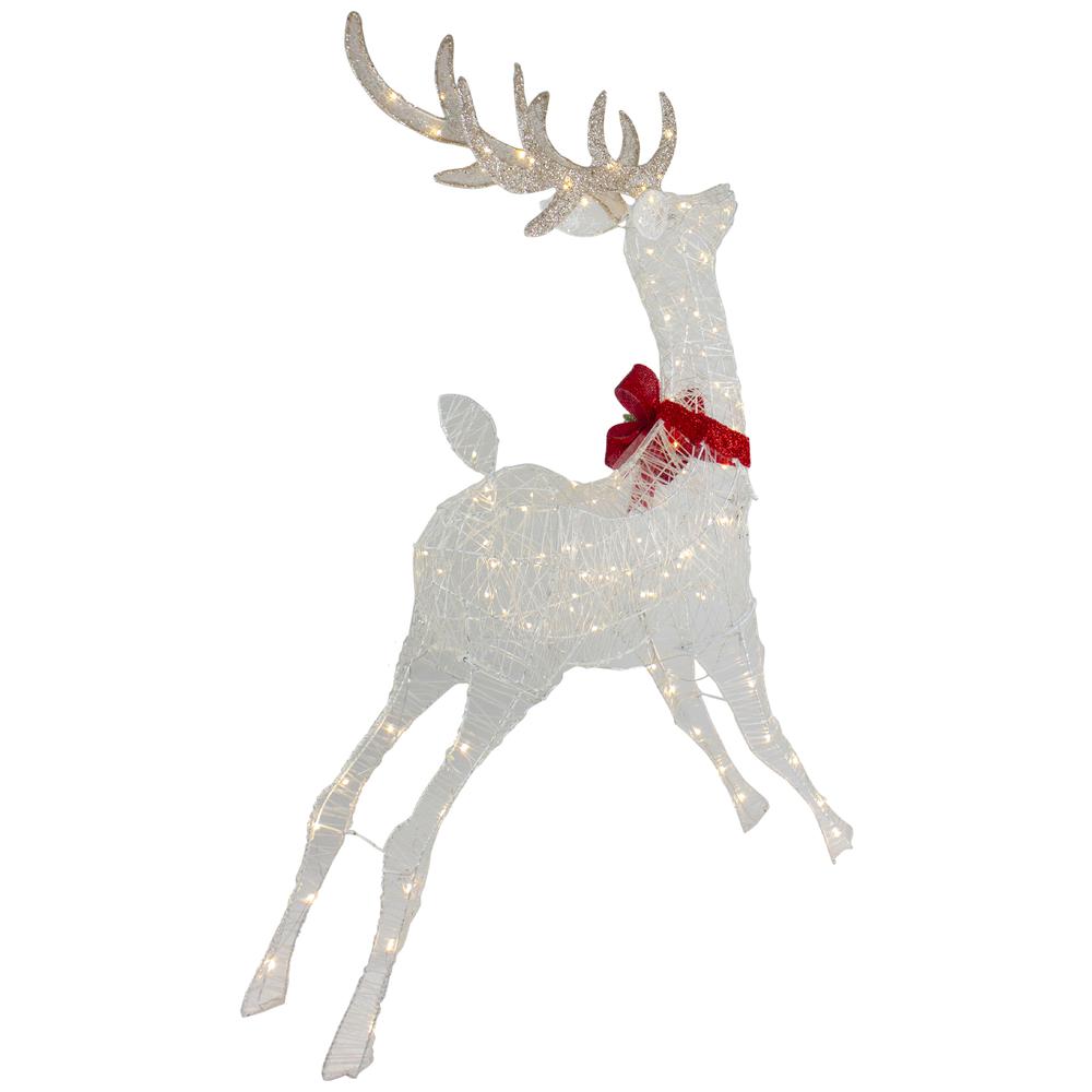 56" LED Lighted Reindeer with Glitter Bow Outdoor Christmas Decoration. Picture 5