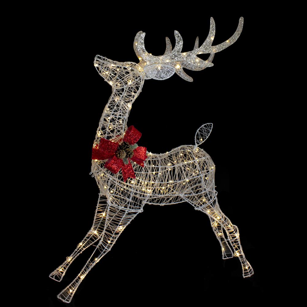 56" LED Lighted Reindeer with Glitter Bow Outdoor Christmas Decoration. Picture 3