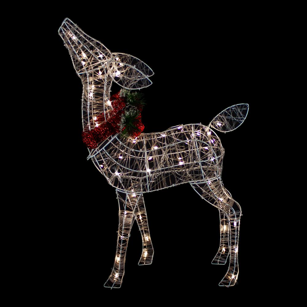 35" LED Lighted Standing Reindeer with Bow Outdoor Christmas Decoration. Picture 2