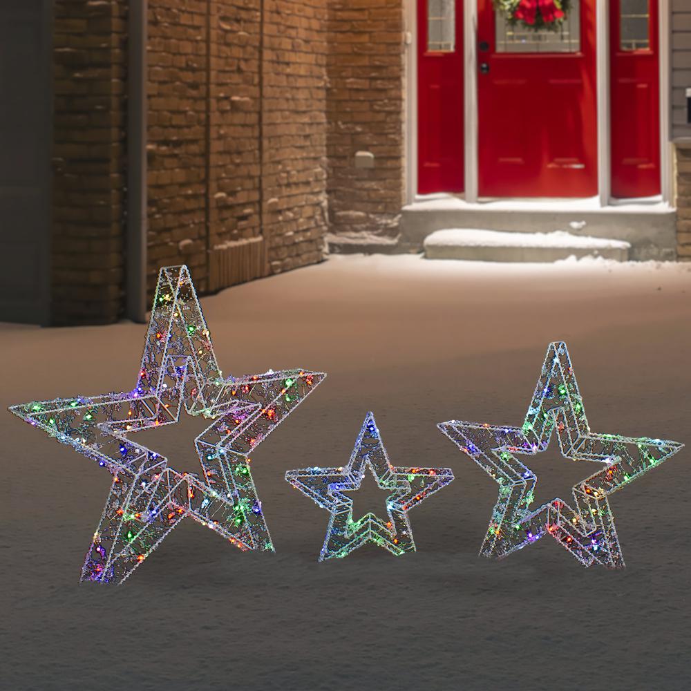 Set of 3 LED Lighted Color Changing Stars Outdoor Christmas Decorations 23". Picture 2