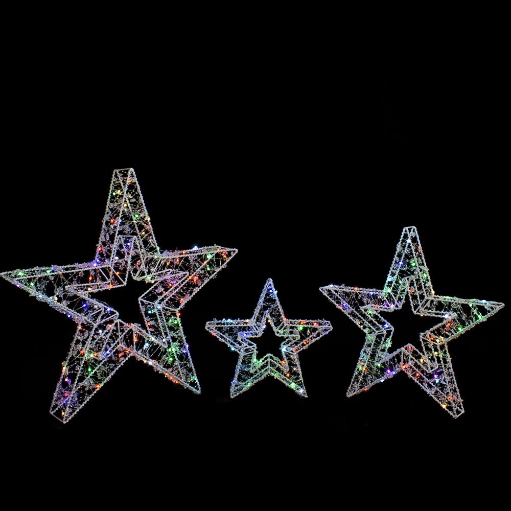 Set of 3 LED Lighted Color Changing Stars Outdoor Christmas Decorations 23". Picture 1
