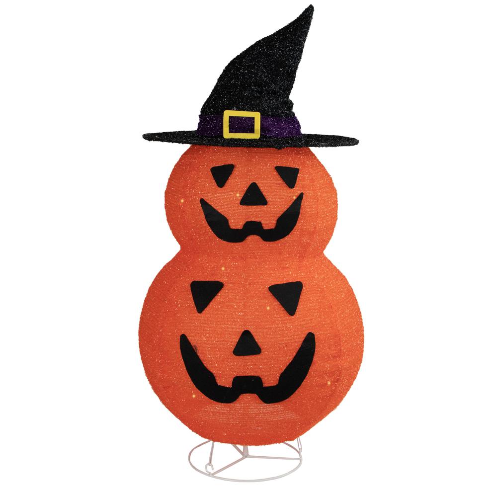 34" Pop-up Jack-O-Lanterns with Witch's Hat Outdoor Halloween Decoration. The main picture.