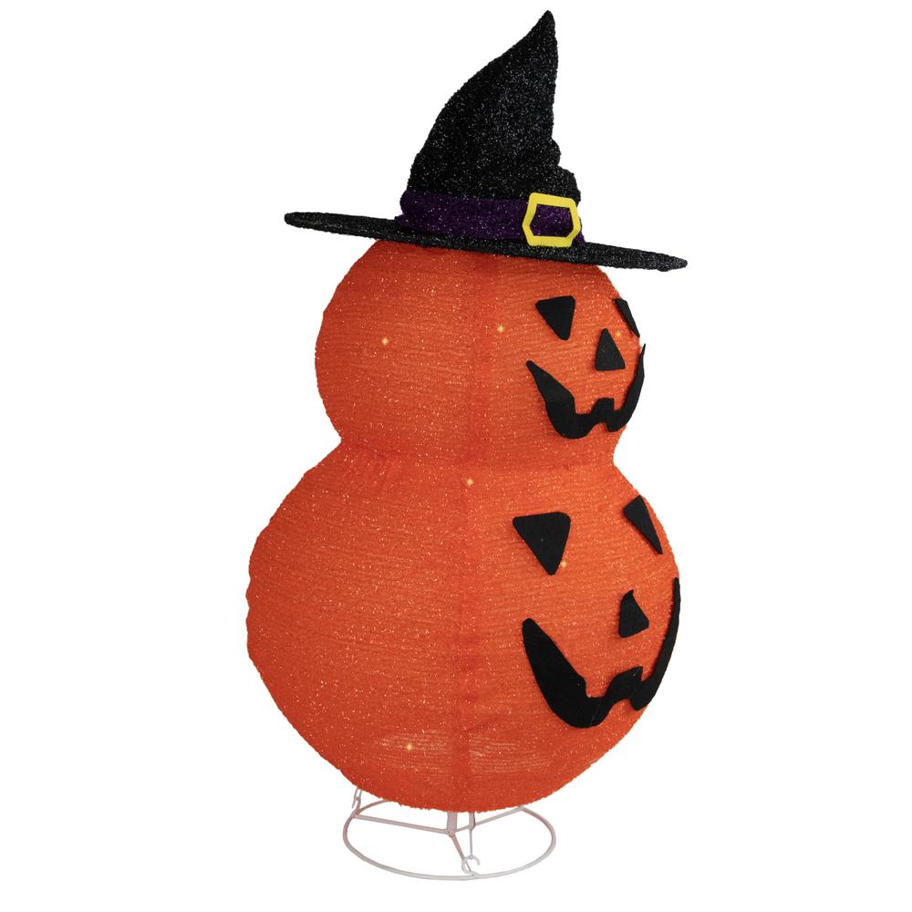 34" Pop-up Jack-O-Lanterns with Witch's Hat Outdoor Halloween Decoration. Picture 2