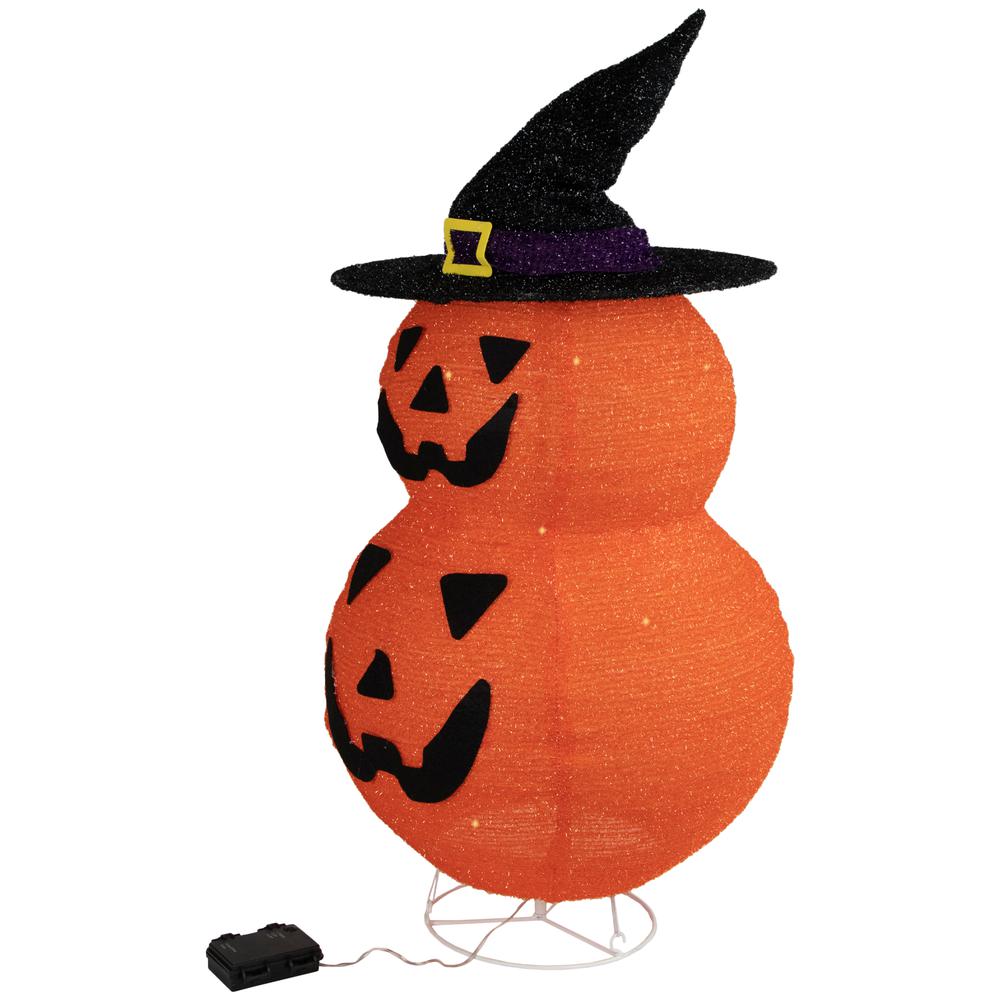 34" Pop-up Jack-O-Lanterns with Witch's Hat Outdoor Halloween Decoration. Picture 3