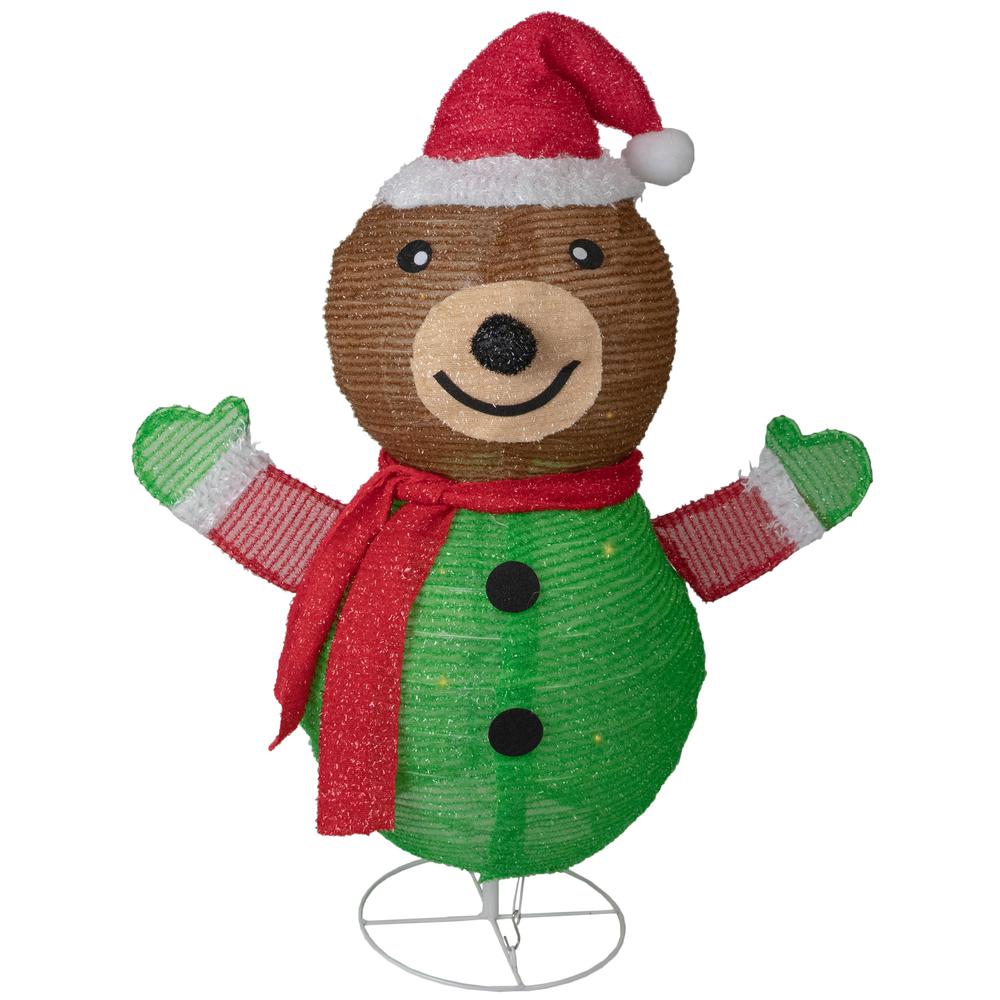 25" Pop-up Bear Wearing Santa Hat Outdoor Christmas Decoration. Picture 1