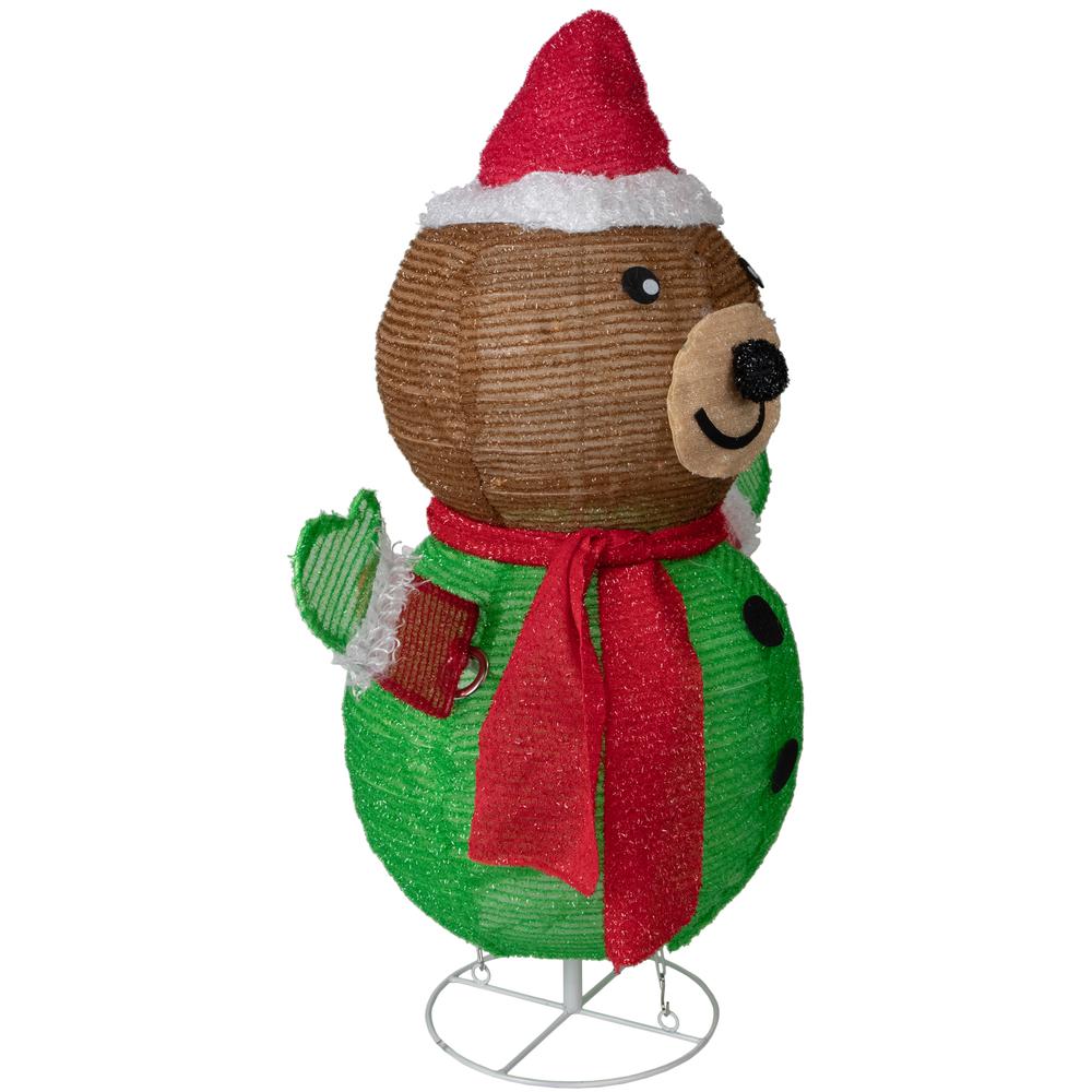 25" Pop-up Bear Wearing Santa Hat Outdoor Christmas Decoration. Picture 2