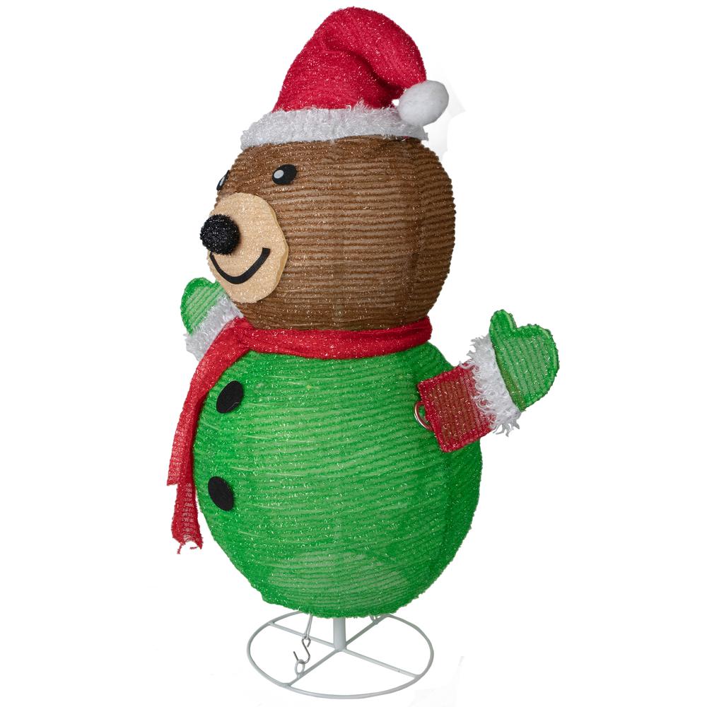25" Pop-up Bear Wearing Santa Hat Outdoor Christmas Decoration. Picture 3