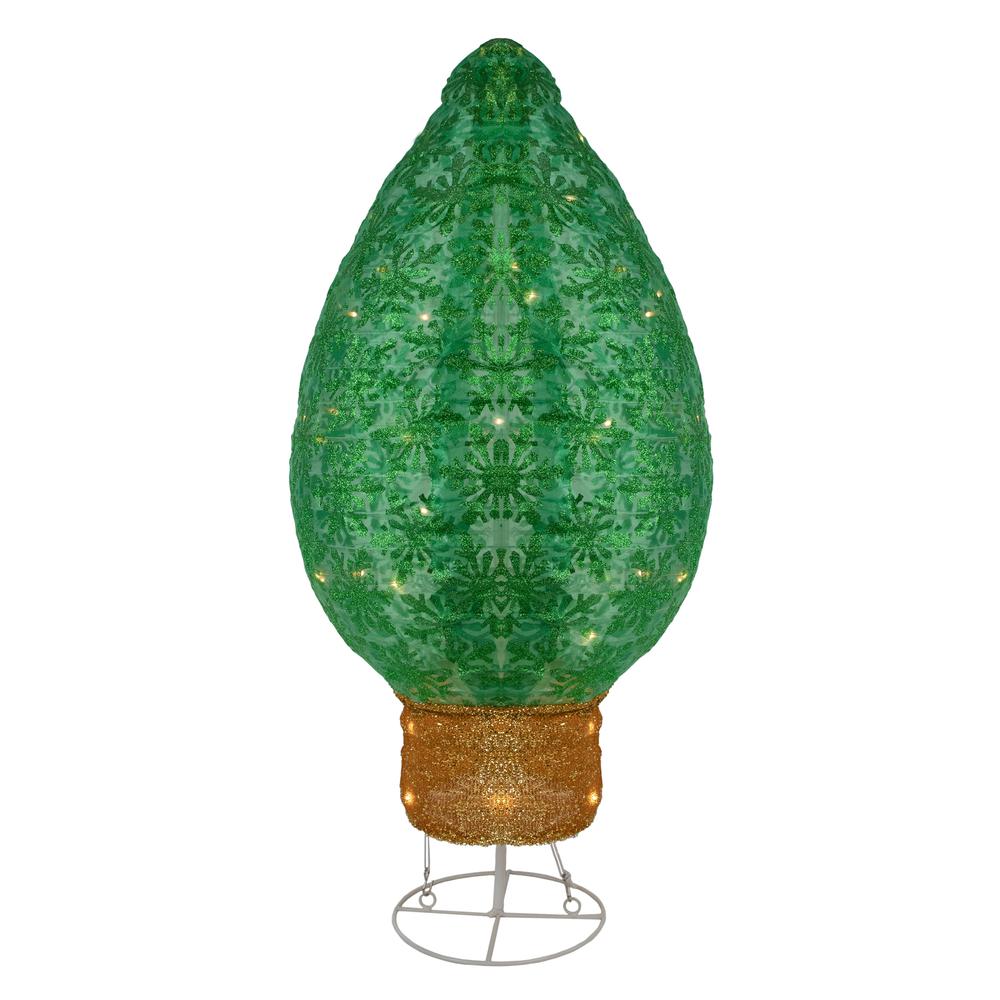 30" Green LED Lighted Retro Light Bulb Outdoor Christmas Decoration. Picture 1
