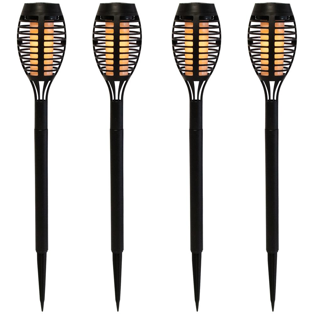 Set of 4 Black Solar Powered LED Pathway Markers  19.75". Picture 1
