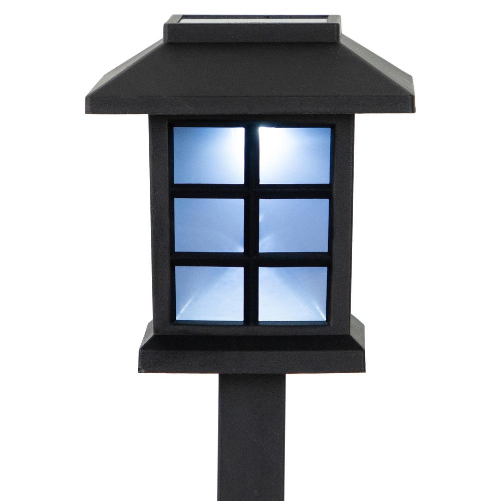 Set of 8 Black Lantern Style Solar Powered LED Pathway Markers  14.25". Picture 4