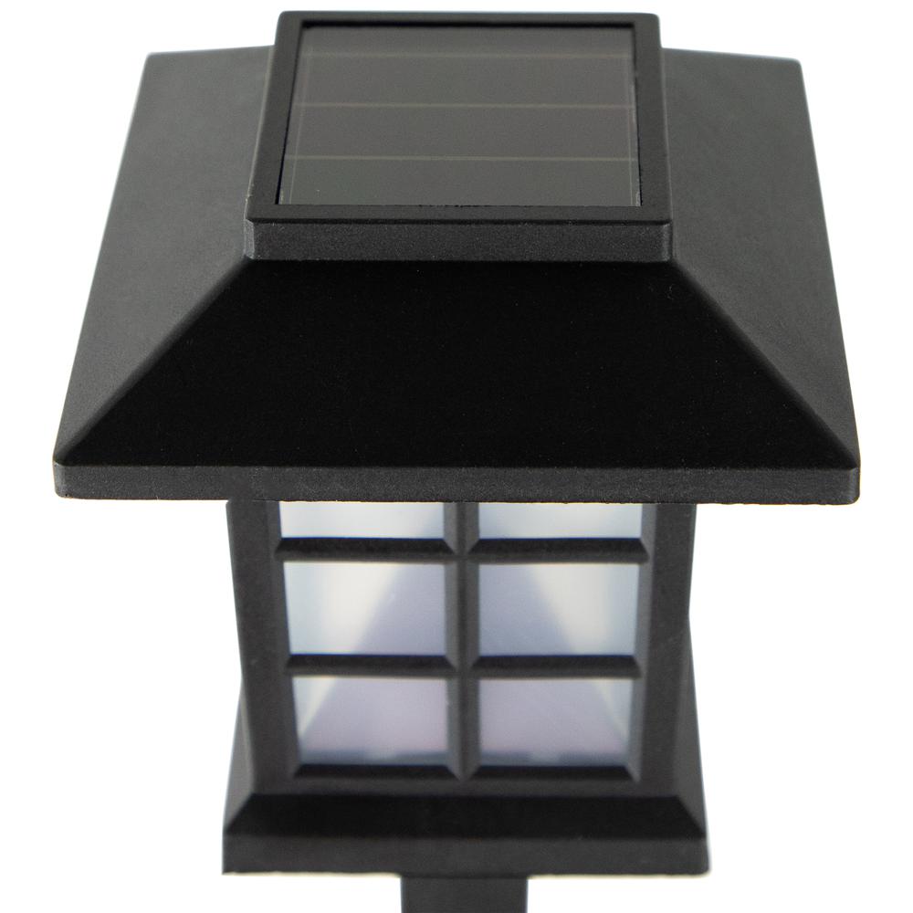 Set of 8 Black Lantern Style Solar Powered LED Pathway Markers  14.25". Picture 6