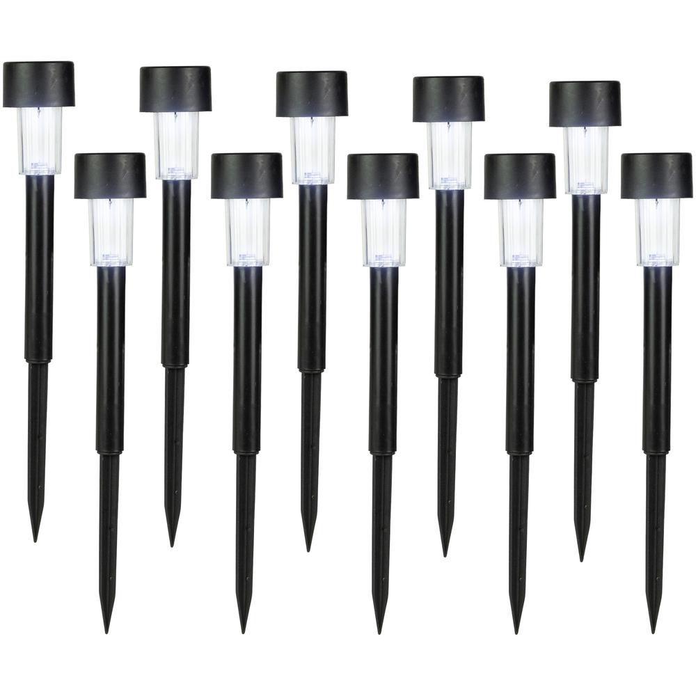 Set of 10 Black Solar Powered LED Pathway Markers  12.25". Picture 1