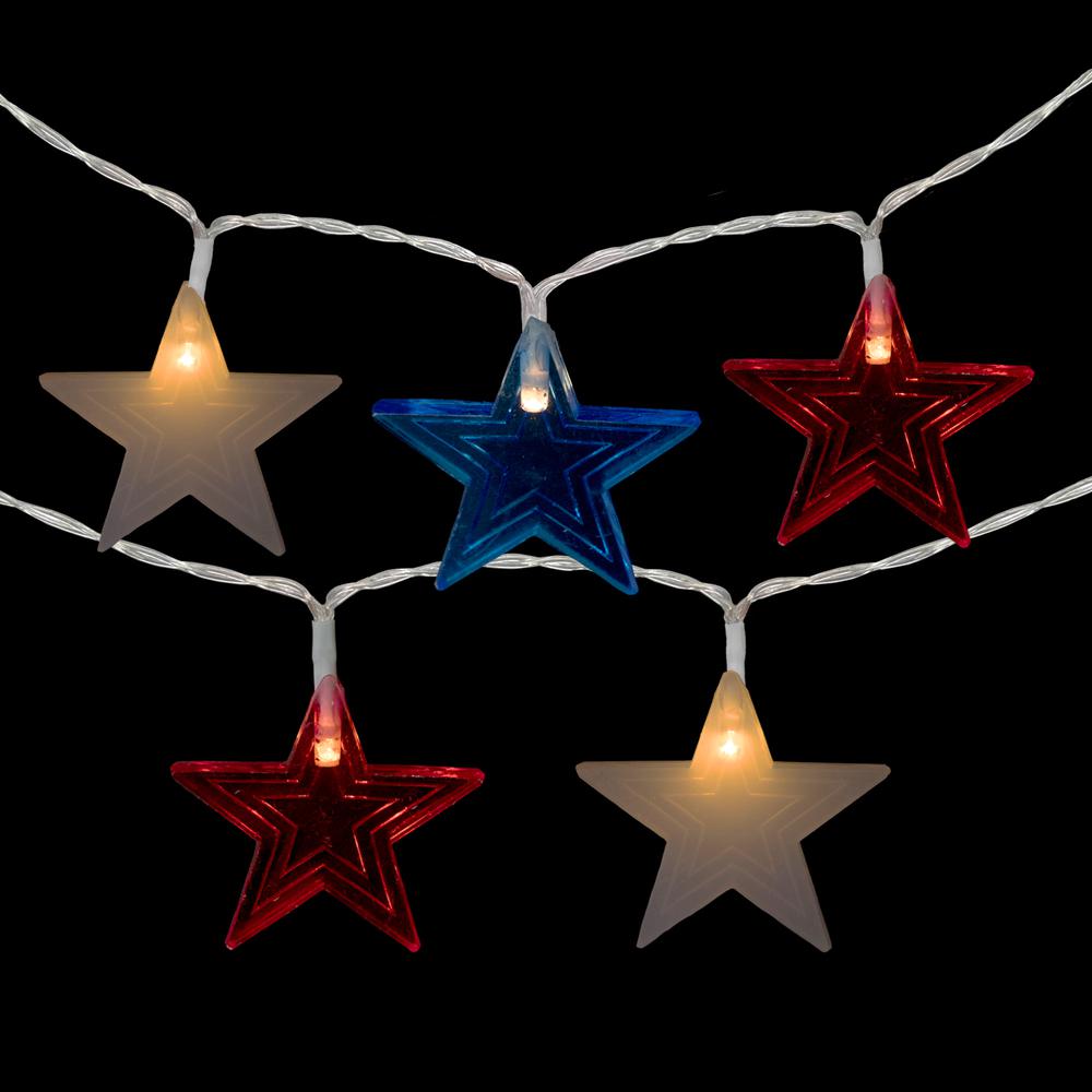 20-Count Patriotic Americana Star LED String Lights  9.5ft  Clear Wire. Picture 3
