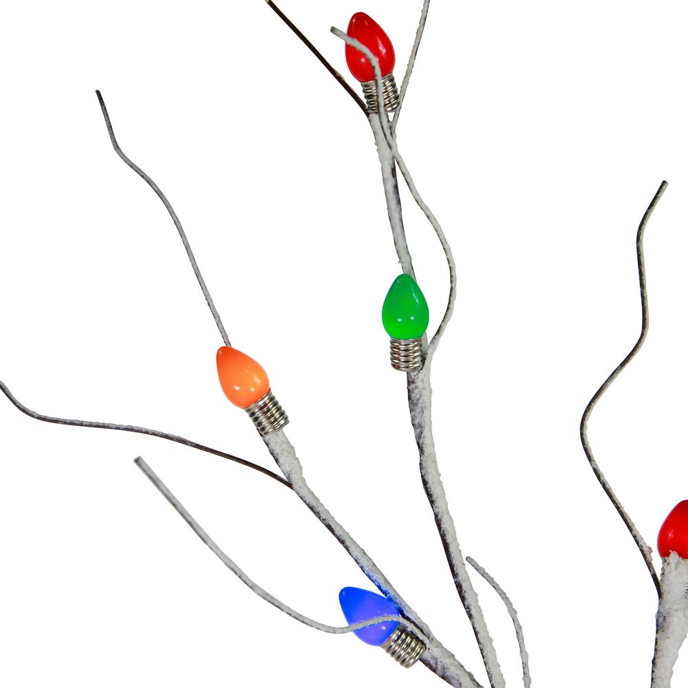 6' Brown LED Lighted Frosted Christmas Twig Tree - Multi-Color lights. Picture 7