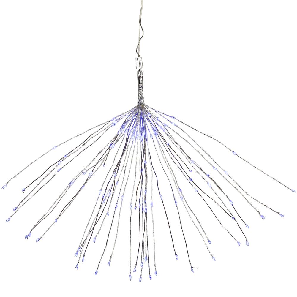 20" LED Lighted Firework Silver Branch Christmas Decoration - Blue Lights. Picture 1