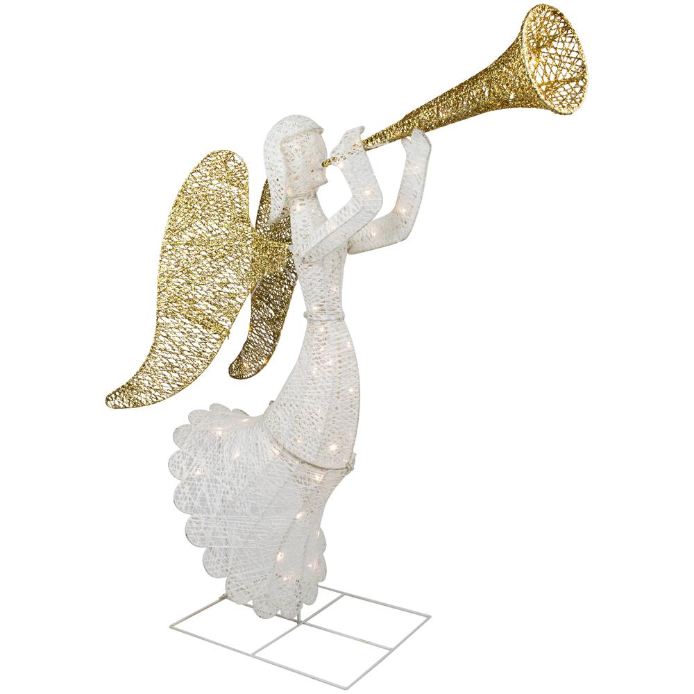 48" LED Lighted Gold and Silver Trumpeting Angel Outdoor Christmas Decoration. Picture 3
