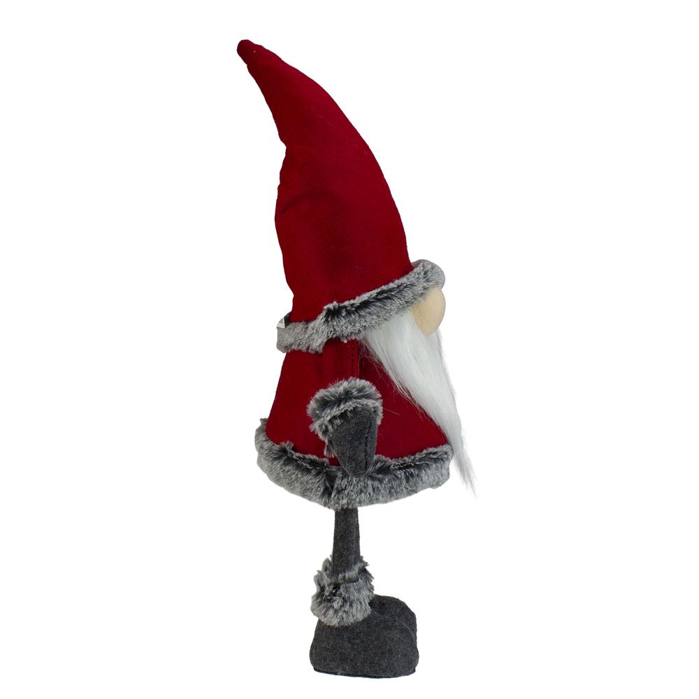 19.5" Red and Gray Standing Santa Gnome with Faux Fur Trim. Picture 3