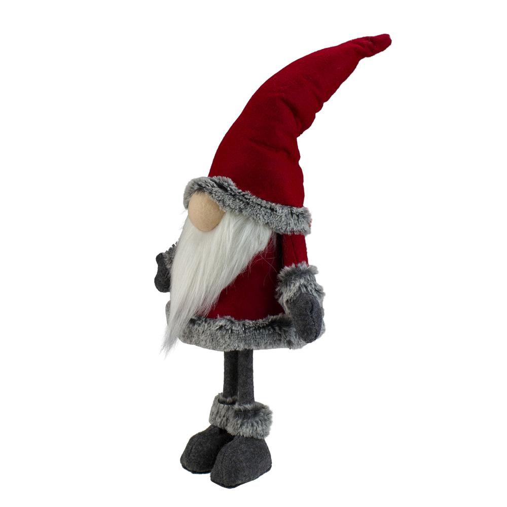 19.5" Red and Gray Standing Santa Gnome with Faux Fur Trim. Picture 2