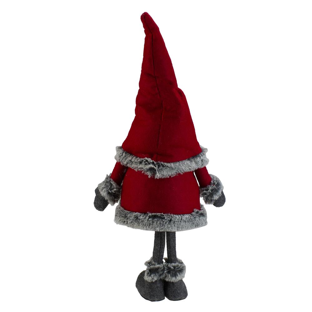 19.5" Red and Gray Standing Santa Gnome with Faux Fur Trim. Picture 4