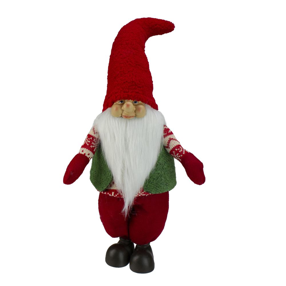 23" Red and Green Santa Christmas Gnome Tabletop Figure. Picture 1