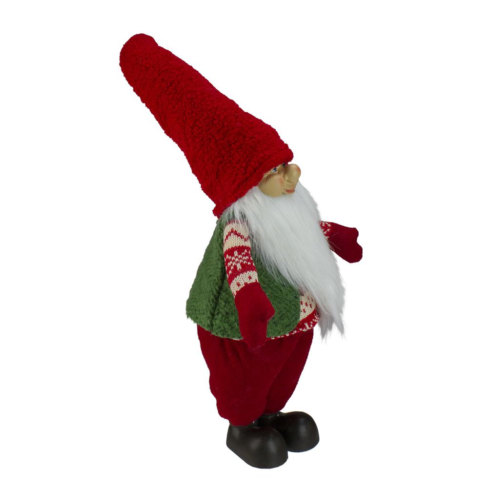 23" Red and Green Santa Christmas Gnome Tabletop Figure. Picture 3