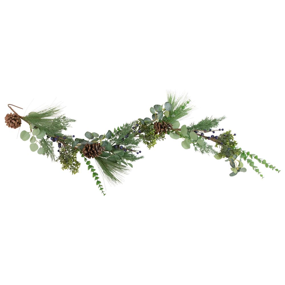 5ft Blueberry Eucalyptus Pine Artificial Christmas Garland - Unlit. Picture 1