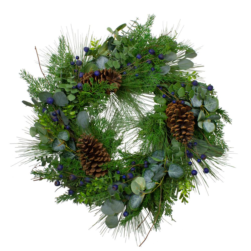 Blueberry Eucalyptus Pine Artificial Christmas Wreath  28" Unlit. Picture 1