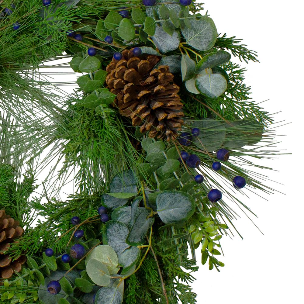 Blueberry Eucalyptus Pine Artificial Christmas Wreath  28" Unlit. Picture 3