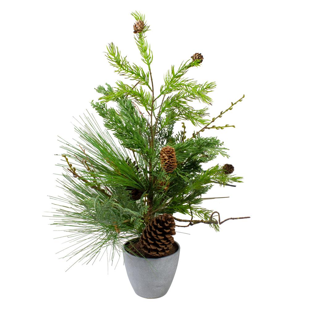 2' Potted Mixed Pine  Cedar and Twig Artificial Christmas Tree - Unlit. Picture 1