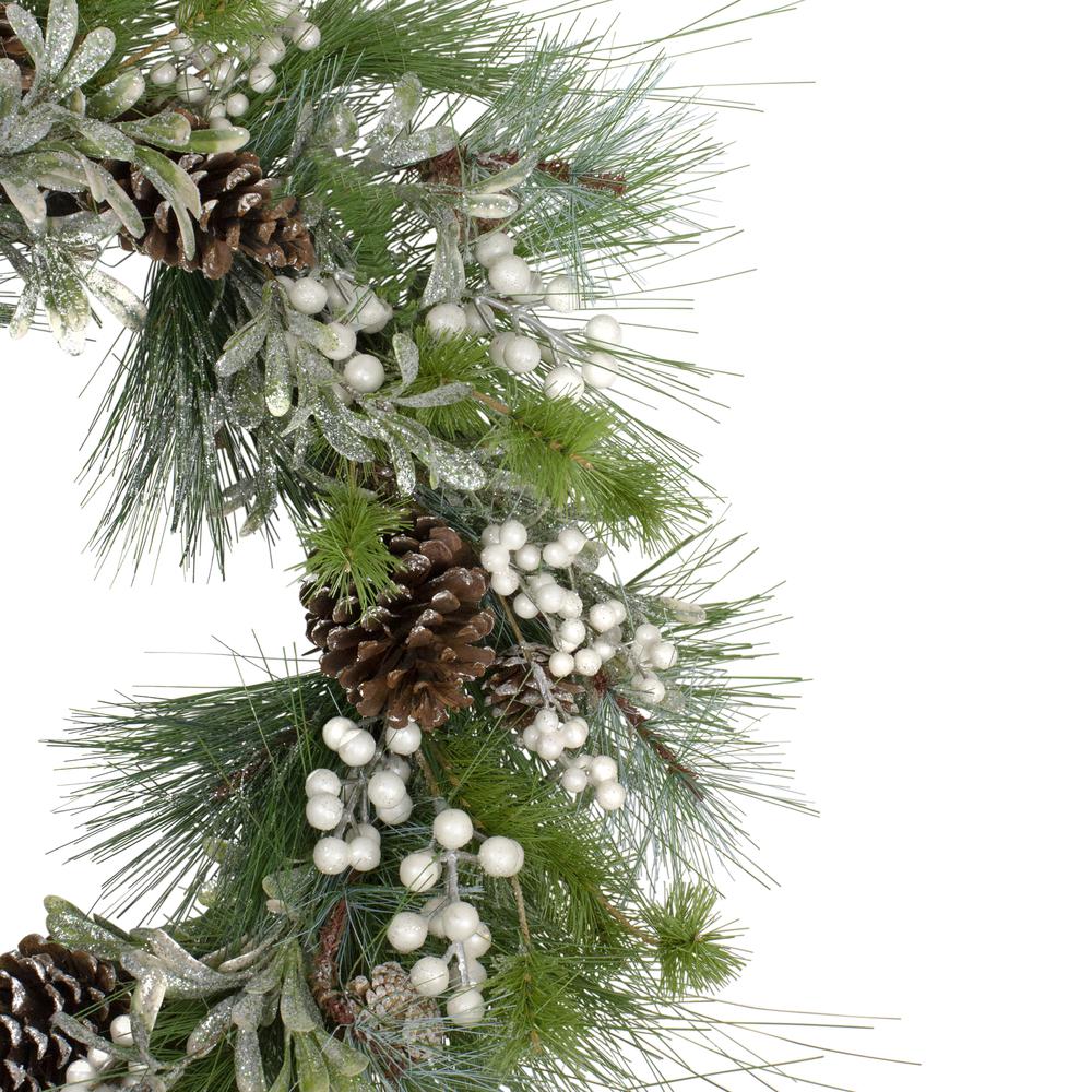 Glittered White Berry and Pinecone Artificial Christmas Wreath  30-Inch  Unlit. Picture 3