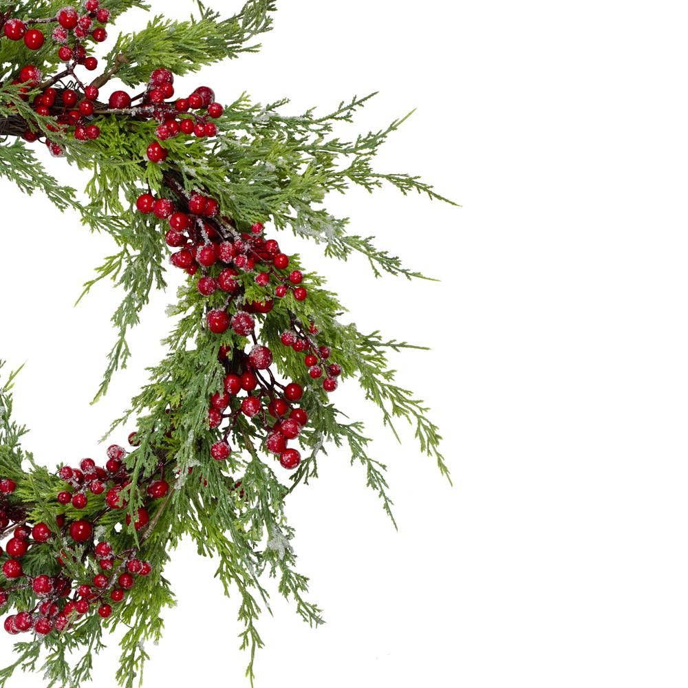 Frosted Red Berries Artificial Christmas Wreath - 26-Inch  Unlit. Picture 3