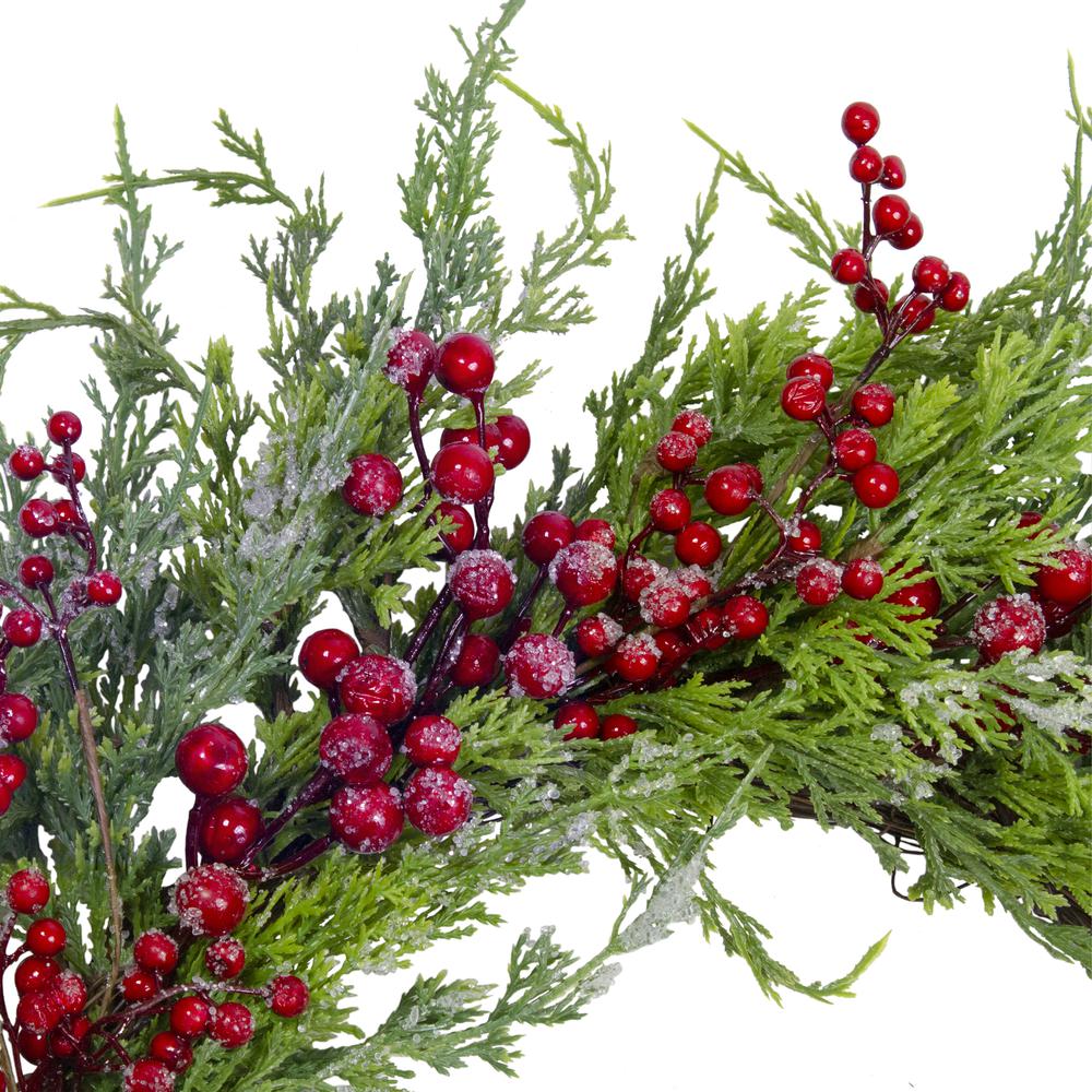Frosted Red Berries Artificial Christmas Wreath - 26-Inch  Unlit. Picture 2