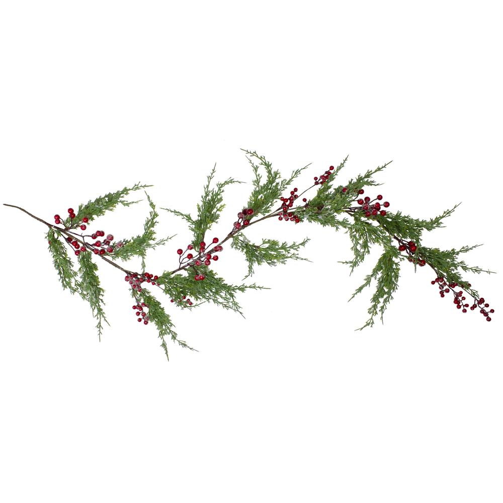 5' x 10" Frosted Red Berry Artificial Christmas Garland  Unlit. Picture 1