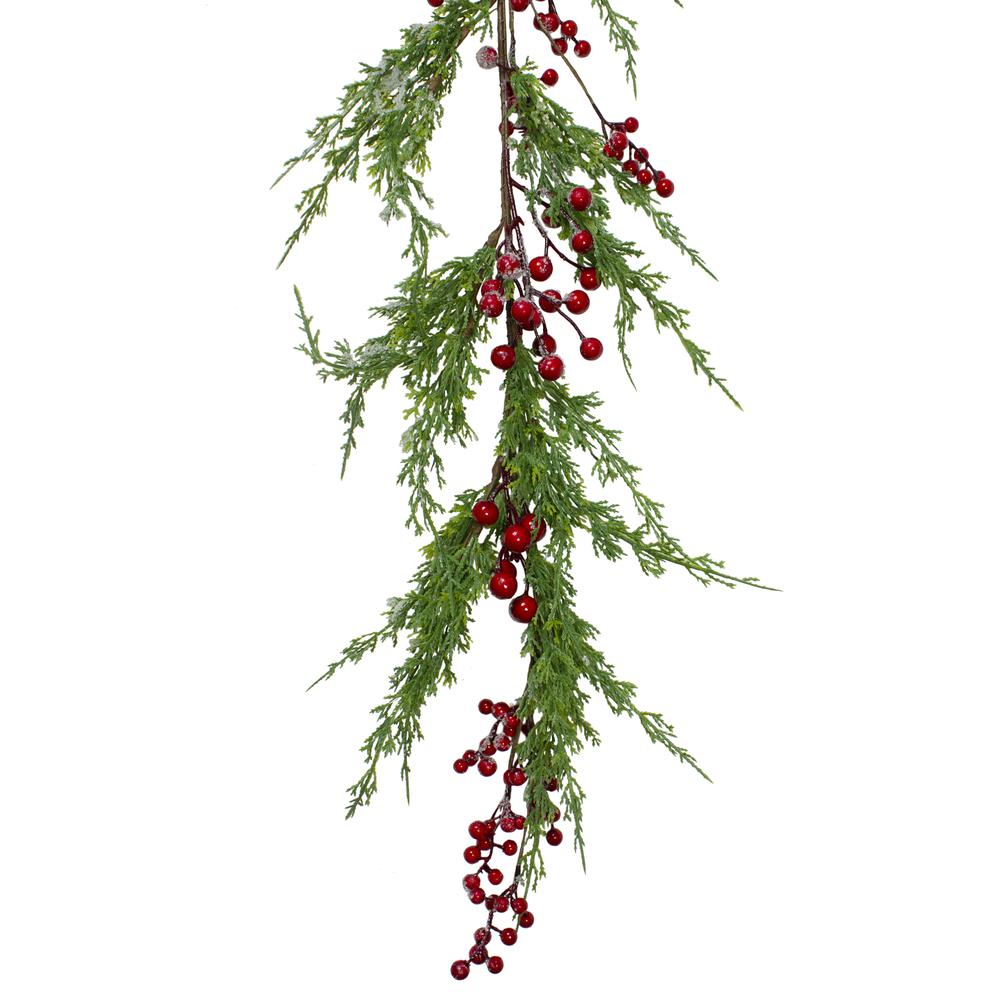 5' x 10" Frosted Red Berry Artificial Christmas Garland  Unlit. Picture 7