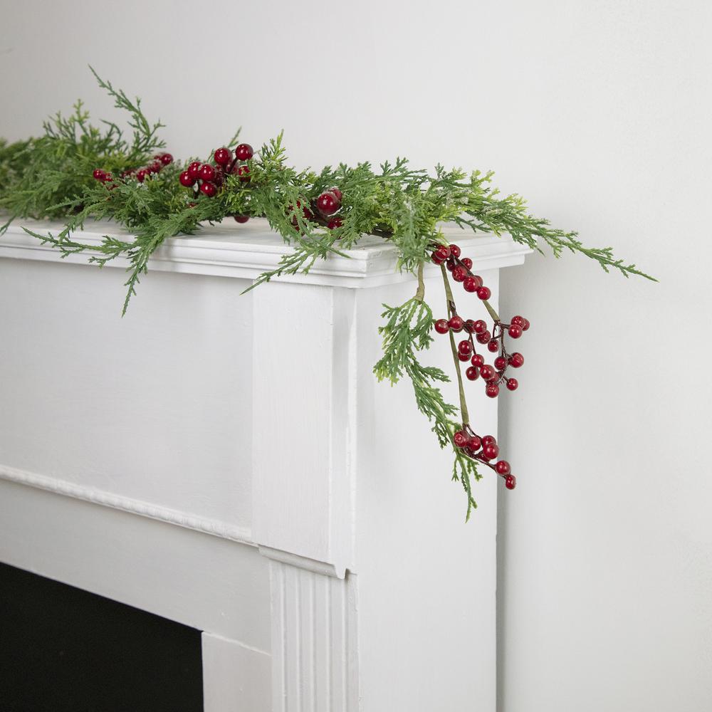 5' x 10" Frosted Red Berry Artificial Christmas Garland  Unlit. Picture 2